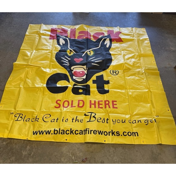 7'x7' XXL Black Cat Fireworks Vinyl Advertising Store Banner Sign NEW! - Picture 2 of 10